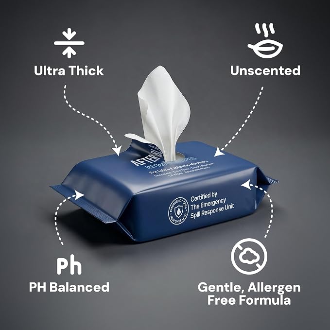 Post-Action Cleanup Wipes – Extra Large Ultra-Thick pH Balanced Unscented After Fun Wipes – Funny Useful Bachelor Gag Gift – Nightstand & Travel Ready – Gifts for Him or Her