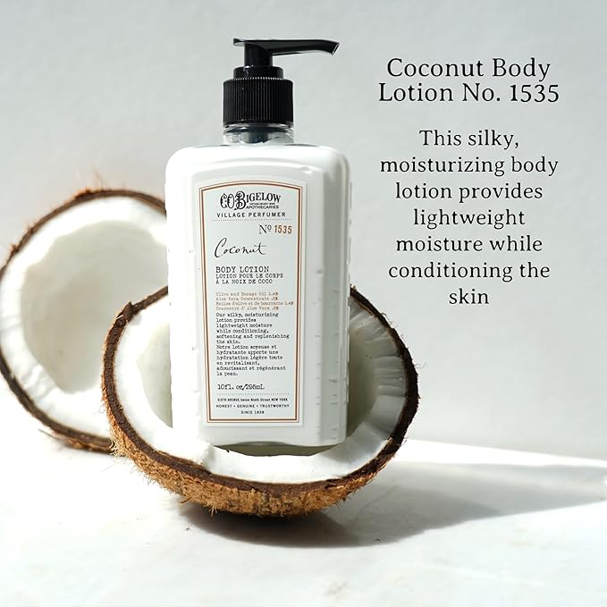C.O. Bigelow Coconut Apothecary Duo Skin Care Gift Set, Body Wash & Body Lotion, Liquid Soap & Moisturizing Lotion, Set of 2, 10 Fl Oz