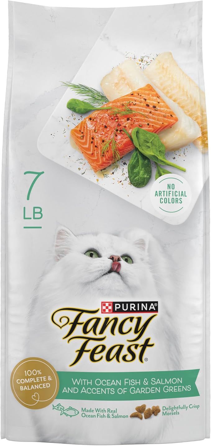 Purina Fancy Feast Dry Cat Food With Ocean Fish, Salmon, and Garden Greens Accents - 7 lb. Bag