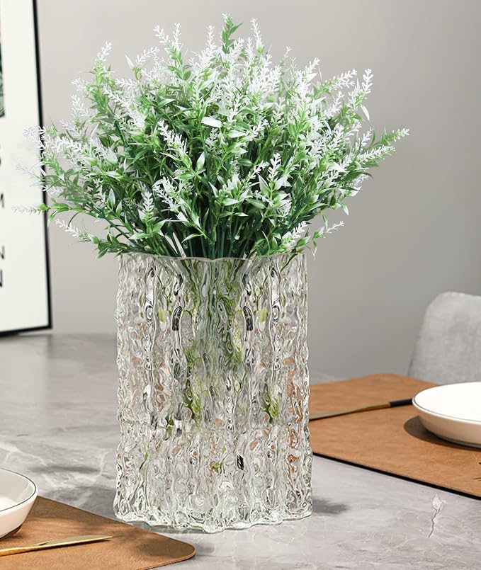 RECUTMS White Outdoor Artificial Flowers UV Resistant Fake Plants 20 Bundle | Faux Plastic Greenery Hanging Lavender Plants for Indoor Outside Garden Porch Window Box Home Wedding Farmhouse Patio Décor