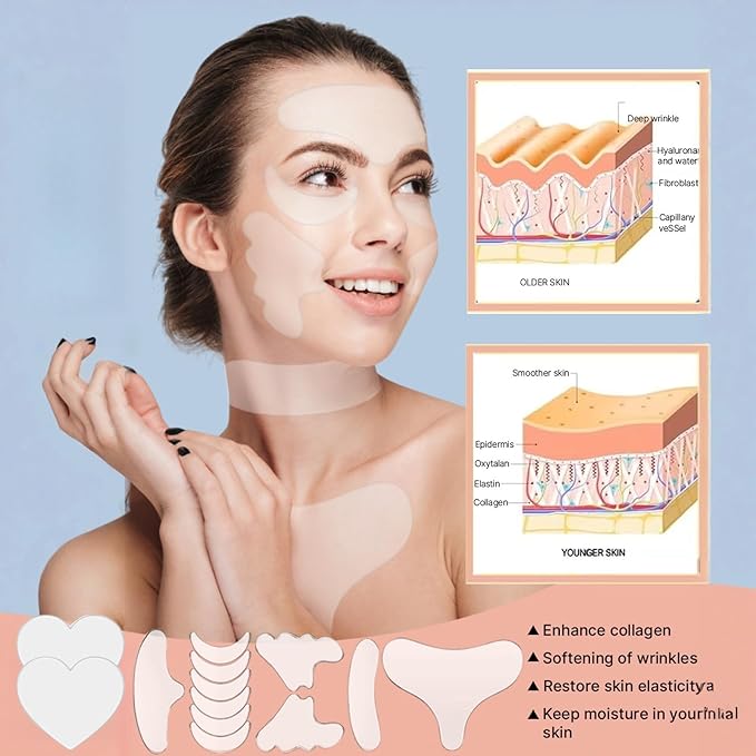 Reusable Silicone Wrinkle Patches - 11-Piece Complete Set for Face, Neck, Chest, Forehead, Under Eye & Nasolabial Folds - Anti-Wrinkle Treatment for Smoothing, Firming & Hydrating Skin