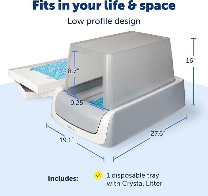 PetSafe ScoopFree Crystal Pro Legacy Self-Cleaning Litter Box, Front-Entry | Hands-Free Automatic Cleaning, Advanced Odor Control, Health Counter Display, Includes 1 Disposable Crystal Litter Tray