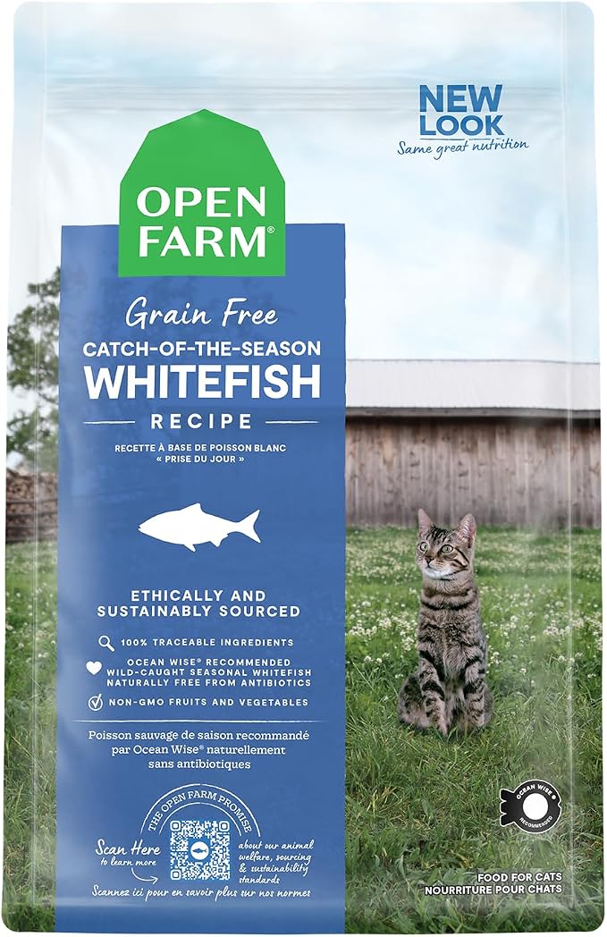 Open Farm Grain Free Dry Cat Food, Wild-Caught Whitefish Kibble, 2lb Bag | All Life Stages, High Protein, Prebiotic Fibers, 100% Traceable Ingredients, Non-GMO Fruits & Veggies.