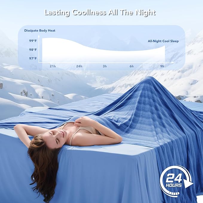 Cooling Blanket Throw- 50"x70" Summer Cooling Throw Blanket for Hot Sleepers Arc-Chill Q-Max >0.45 Cool Fiber, Keeps Cool for Night Sweats, Soft Lightweight Sofa Blankets for Kid Adults