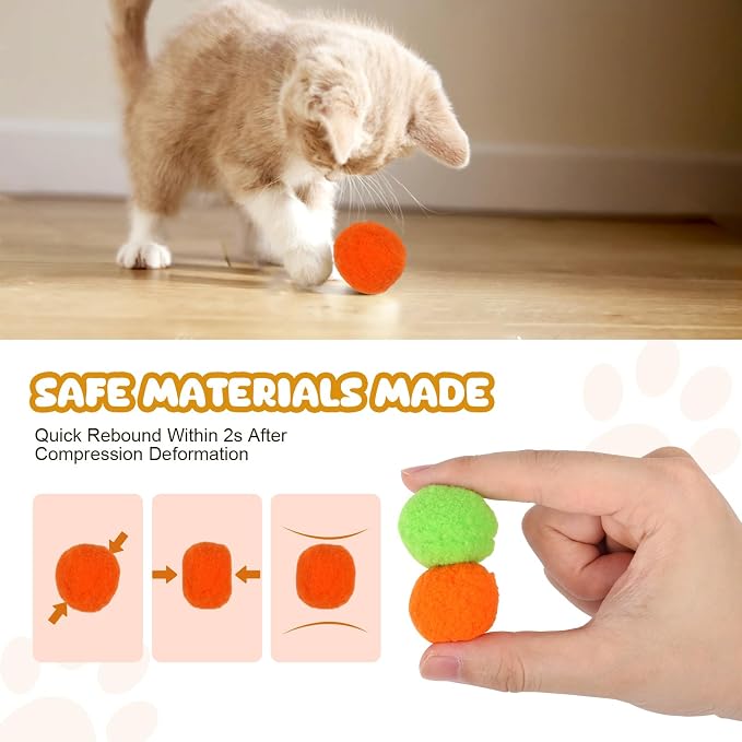 TEAWOO 100Pcs Cat Toys Pom Pom Balls with 2 Launcher Set | Interactive Cat Toy Stuff for Indoor Both Adult & Kitten Toys, 2 launcher & 100 balls