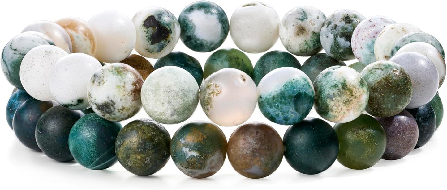 Bivei Natural Gemstone Semi Precious Healing Crystals Handmade Stretchy Round Beads Bracelet,Stocking Stuffers for Women Enhance Positive Energy