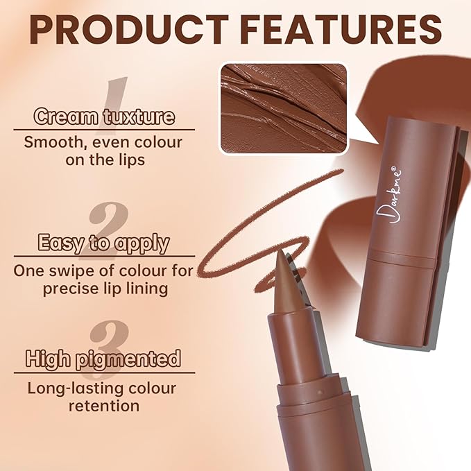 Lip Liner Gloss Set, Medium Brown Plumping Lip Liner Lip Pencil Moisturizing Lightweight Lip Gloss Lip Combo, High Shine Glossy Lip Tint Lip Stain Makeup Long Lasting Lip Contour for Women