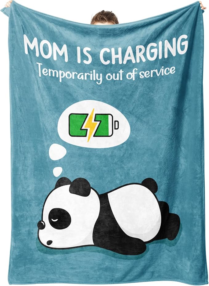 Craftique Mom Birthday Gifts, Funny Gifts for Mom- Mom's Charging Blanket | Mom Gifts for Women from Daughter Son Husband, Super Soft Blanket Throw for Napping Travel, 60”×50”
