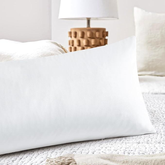 Artscope Luxury Velvet Lumbar Pillow Cover Super Soft Decorative Rectangle Pillowcases Soft Solid Cushion Cases for Couch Sofa Bedroom Car Decor 14x36 Inch White