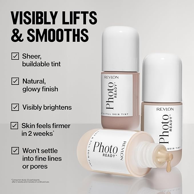 Revlon PhotoReady Lift & Fill Skin Tint, Dewy Foundation with Sheer Buildable Coverage, Lightweight & Hydrating, 110, 1 fl oz