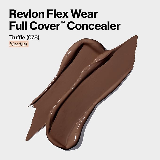 Revlon ColorStay Flex Wear, Full Cover Non-Creasing Concealer, Infused with Hyaluronic Acid & Vitamin E, Flexible Longwear, 078 Truffle, 0.34 fl oz. (Pack of 2)
