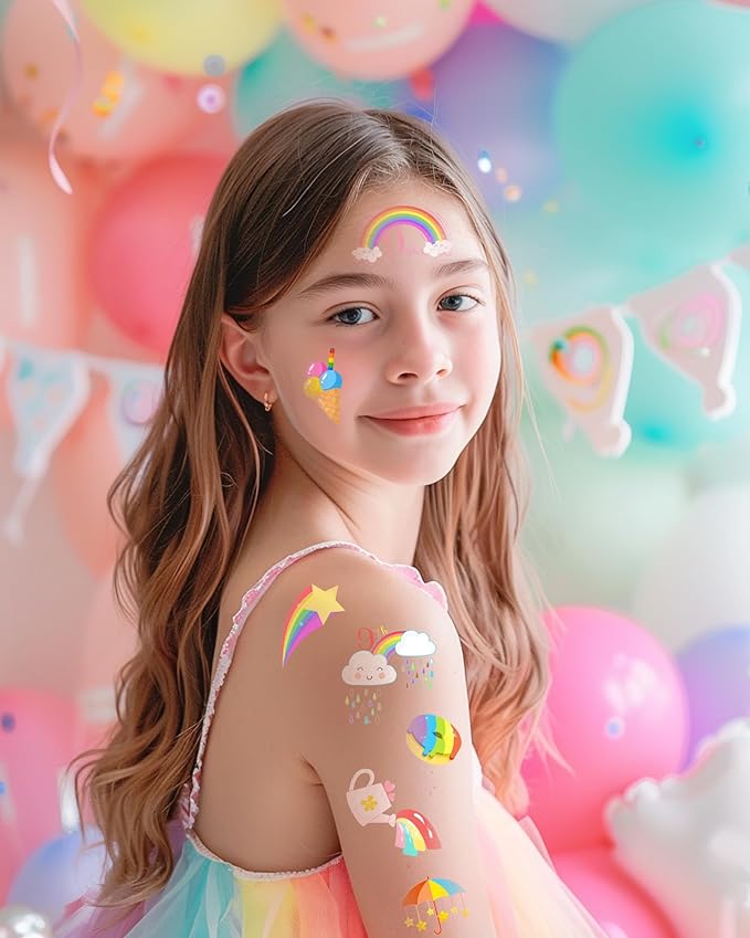 189Pcs On Cloud 9 Birthday Decorations for Girls Temporary Tattoos - Pastel Cloud 9 Party Favors Tattoo Temporary Stickers for 9 Year Old Girl Birthday Decorations, Cloud 9 Vibe