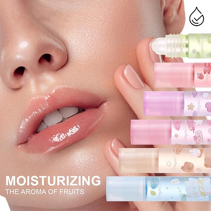 6pcs Roll On Lip Gloss Set, Fruit Flavored Lip Gloss Set Glossy Lip Make-up for Kids and Teens, Non Toxic, Kid Friendly, Party Gift, Best Friends
