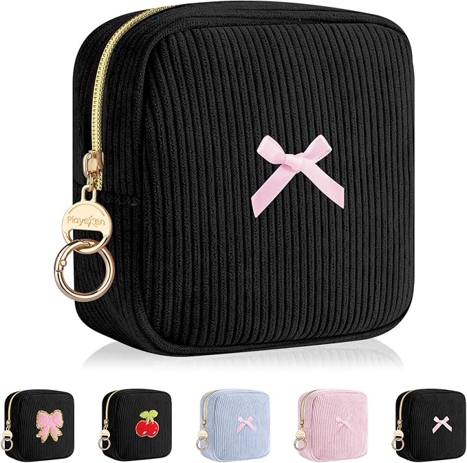 Period Bag for Teen Girls, Corduroy Sanitary Napkin Storage Bag, Menstrual Pad Pouches Tampon Holder for Purse