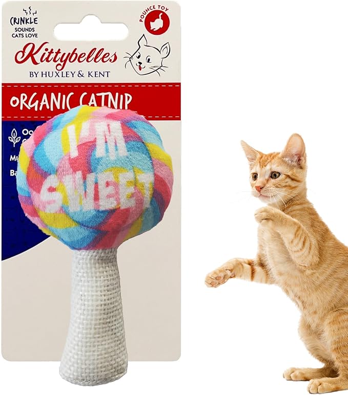 Huxley & Kent Plush Crinkle Catnip Cat Toy, I'm Sweet Lollipop
