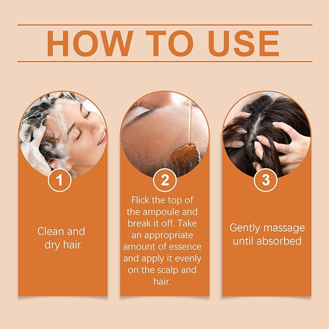 Hair Growth Ampoules with Turmeric Root Extract - Plant-Based Scalp Treatment for Thicker Hair, Strengthening Serum for Women & Men, Fragrance-Free Damaged Hair Care Solution,7pcs