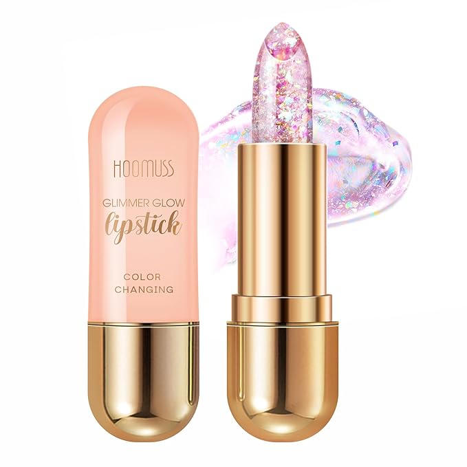 Glimmer Balm Tinted Lip Balm Moisture Hydrate lipsticks PH Lipstick, Color Changing Lipstick Natural Chapstick Glitter Pink Lip Gloss (Rainbow)