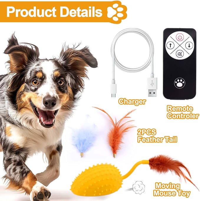 Silicone Interactive Dog Toys, Mouse Moving Dog Toy with Automatic Sensor