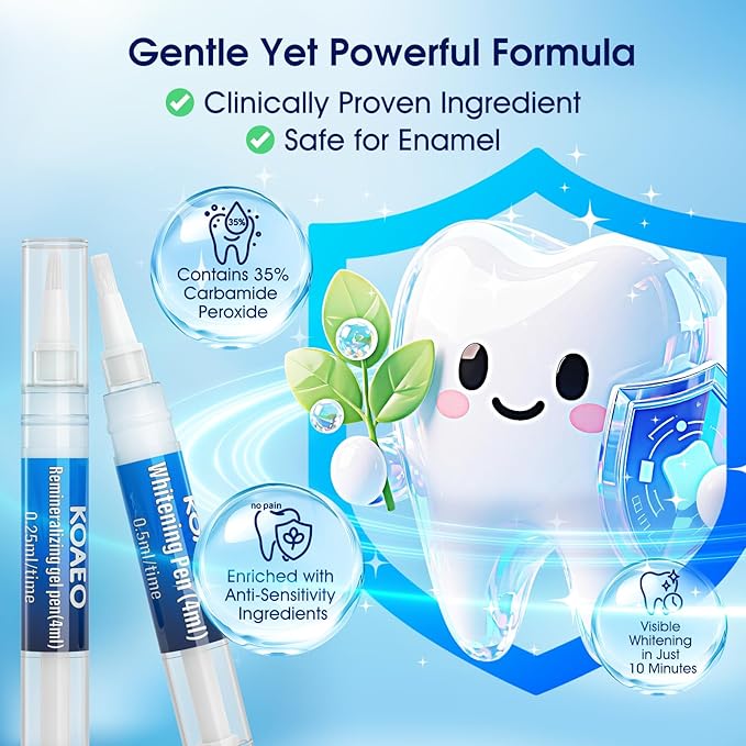 Teeth Whitening Kit – 3 Teeth Whitening Pens + 2 Desensitizing Pens – LED Light – 35% Carbamide Peroxide – Safe & Dentist-Recommended – Fast 7-Day Visible Whitening + Remineralizing Care(Orange)