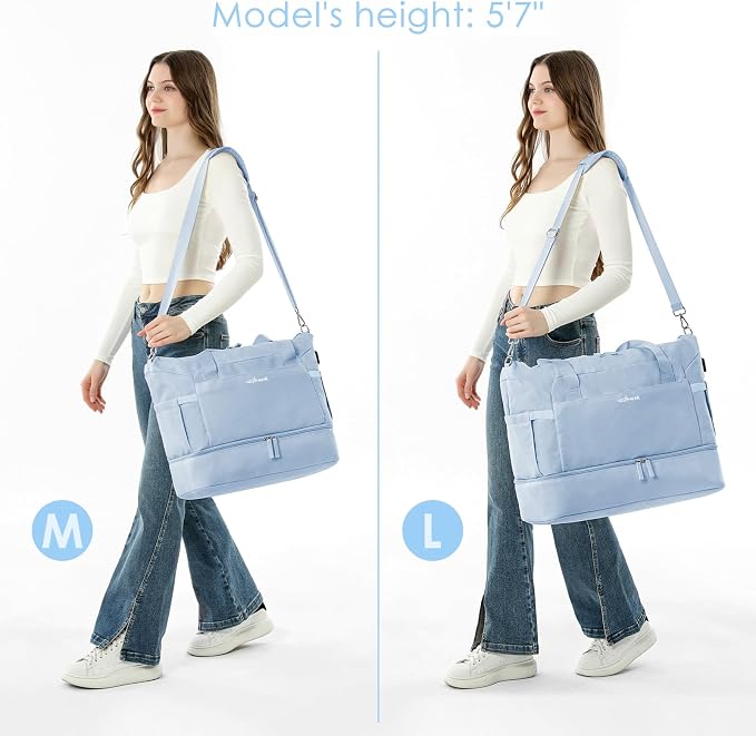 Gym Bag for Women, 45L Carry On Travel Duffel Bag with Shoes Compartment, Weekender Overnight Bag with Wet Pocket for Women, Travel, Gym, Weekend, Large Size