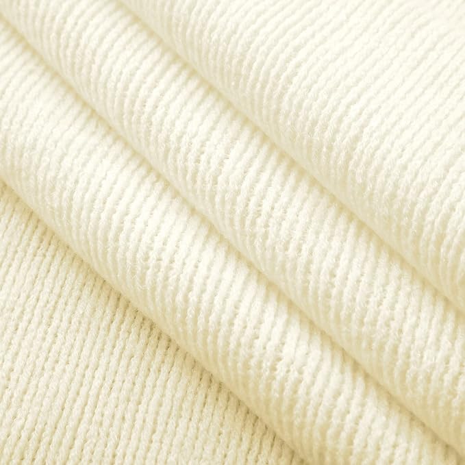 Vonty Ivory White Knitted Throw Blanket with Tassels Fringe, 50x60 Acrylic | Super Soft And Lightweight, Year-Round Cozy Warmth, Farmhouse Decorative Style, Machine Washable, for Couch, Sofa or Bed