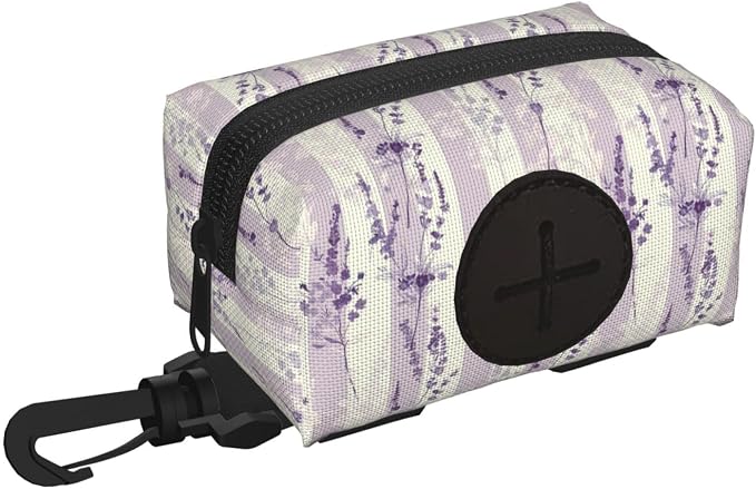 Beautiful Purple and White Lavender Print Dog Poop Bag Holder