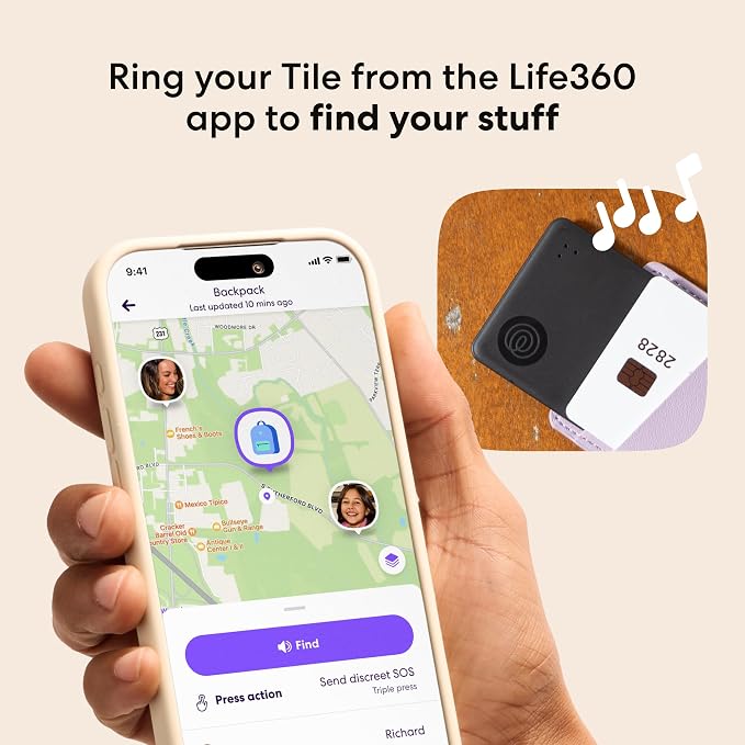 Life360 Tile Slim Bundle - Wallet Finder, Bluetooth Tracker and Item Locator for Luggage Tags, Passports and More. Both iOS and Android Compatible. Phone Finder. 4-Pack (Black)