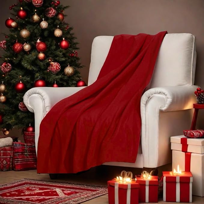 ZYFZCYBL Fleece Throw Blanket Blankets Bulk 6 Pack Soft Lightweight for Cozy Polar Fleece 50 x 60 Solid Pet-Friendly Colorful Bed Sofa Couch Fleece Fabric Travel Wedding Gift（Wine Red）