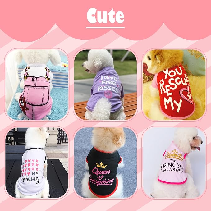 6 Pack Dog Clothes for Small Dogs Girl, Soft and Breathable Puppy Kitten Dog Shirts with Letters for Pet Cats, Summer Dogs' T-Shirts Apparel Sleeveless Vests for Chihuahua Yorkies (XL)