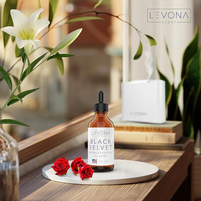 Levona Scents Oil Diffuser Essential Oils: Fragrance Oil for Diffuser - Black Velvette Diffuser Oils Scents - Woody Citrus with Herbal Floral Essential Oil Blends, Oakmoss, White Musk & Sandalwood