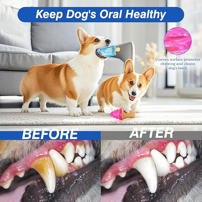 Pawaboo Dog Cooling Chew Toys, 2 Pack Freeze Pet Teething Toys for Cooling