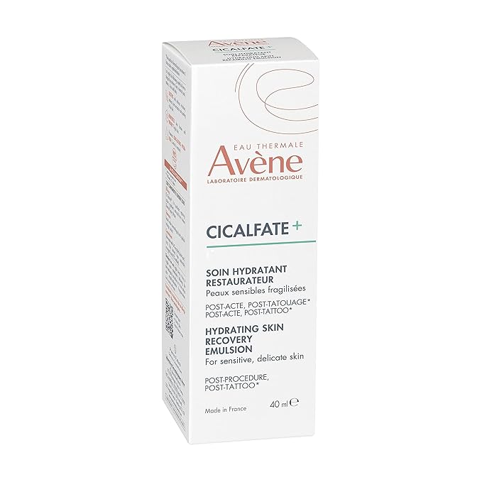 Avène Cicalfate+ Hydrating Skin Recovery Emulsion for post-procedure & post-tattoo,helps restore skin barrier,24hr hydration,1.3 Fl Oz,(Pack of 2)