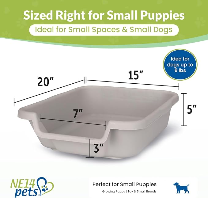 Small Gray Litter Box, Durable & Pet Safe, Open Top Entry, Comfortable for Dogs up to 6 lbs