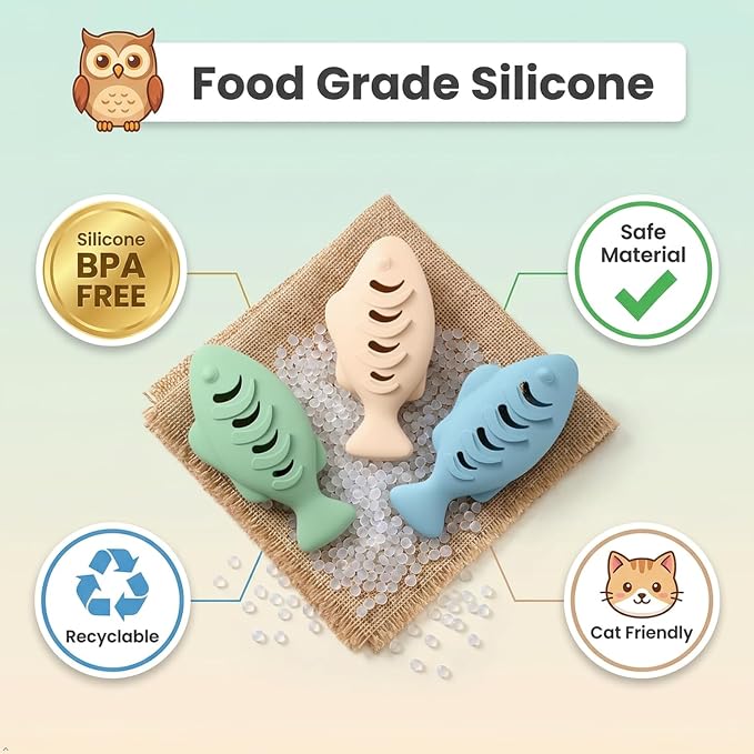 2 Pcs Silicone Cat Toys and Interactive Food Puzzle Feeder, Slow Feeder Treat Dispenser Toy for Indoor Cats and Kittens, Pet Training Toy with Play Ball, Pink, Green, and Blue
