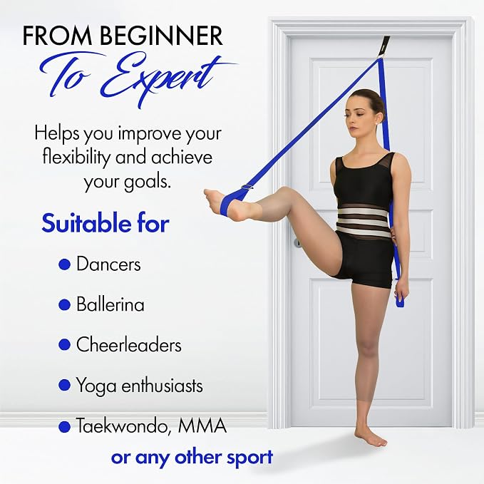 Stretching Strap With Door Anchor - Stretching Equipment to Improve Legs Flexibility - Splits Trainer For Home Ideal In Ballet, Dance, Cheerleading, Taekwondo, Yoga, Pole Dancing & Gymnastics