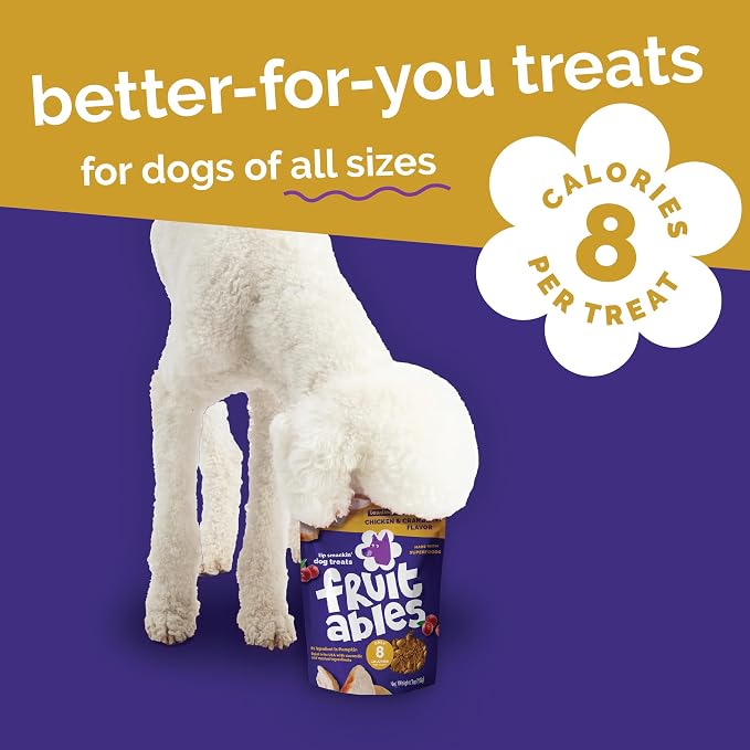 Fruitables Baked Dog Treats, Low Calorie Treats, Chicken & Cranberry, 12oz | Healthy Dog Treats, Training Treats, Crunchy Dog Biscuits, Limited Ingredient Recipe, Healthy Puppy Snacks, Made in USA