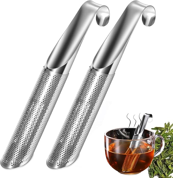 ACEBON Tea Strainers for Loose Tea, 2 PCS Stainless Steel Tea Infuser, Loose Leaf Tea Steeper, Long-handle Tea Filters for Tea, Coffee, Seasonings, Spices, Gifts for Mother Father