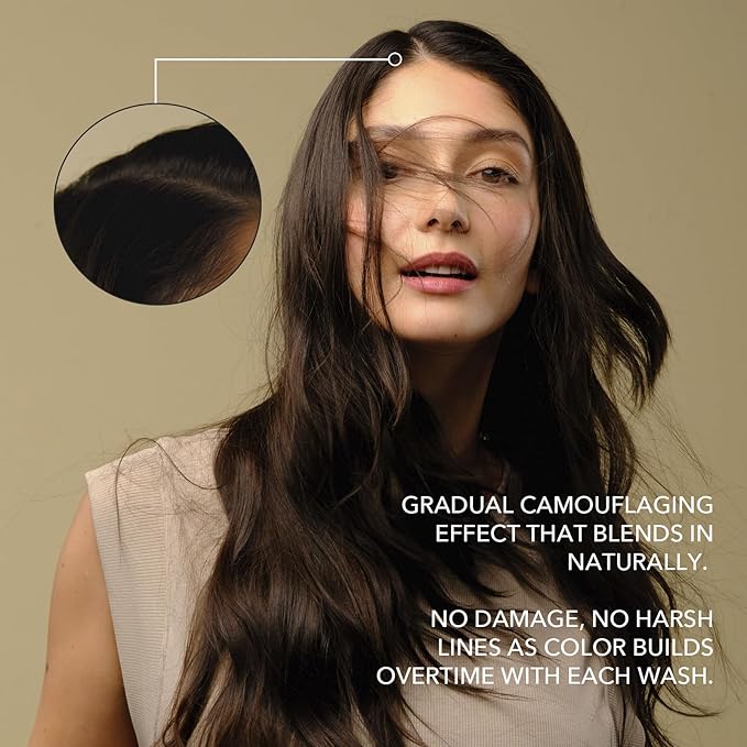 KIWABI Hair Color Shampoo for Gray Coverage – Gradual, All Natural Hair Dye Shampoo for Women & Men – Hydrating, Sulfate-Free, Ammonia-Free, Vegan Scalp Care with 31 Botanicals (Black)
