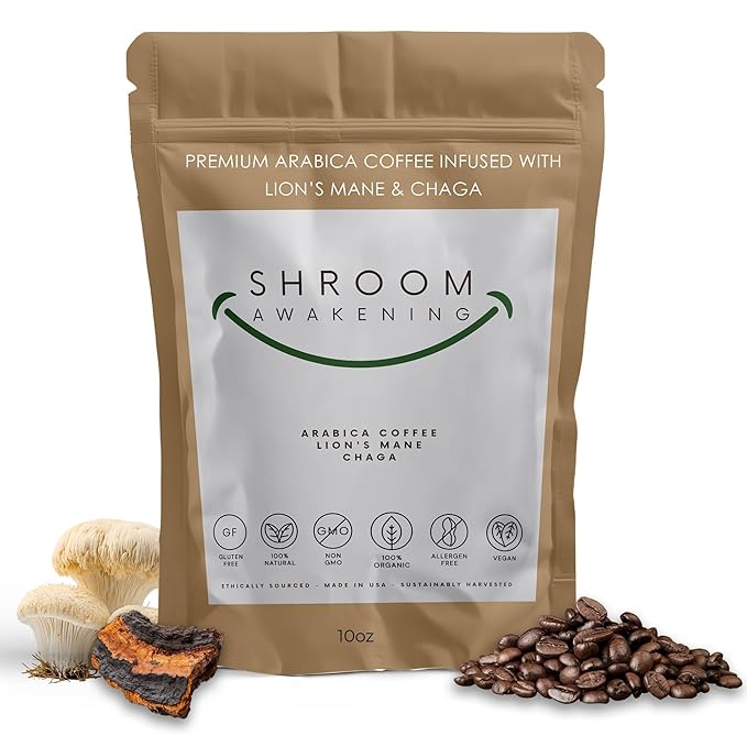 Stop Wasting Mornings Feeling Tired | Mushroom Coffee with Lion’s Mane & Chaga for Long-Lasting Energy, Focus & Wellness | Natural & Jitter-Free | 10oz