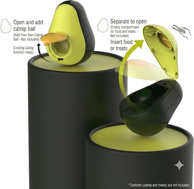 Avocado Multifunctional Cat Toy – 4-in-1 Wobble Toy, Treat Dispenser, Catnip-Ready & Teaser Wand