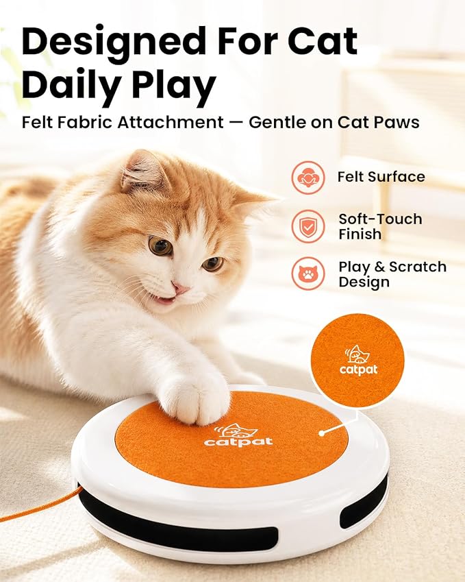 Automatic Interactive Cat String Toys for Indoor Cats | Auto Sleep/Restart Modes, Tap to Wake, Battery Powered, Self Play Toy, Replaceable, Hunting & Daily Exercise