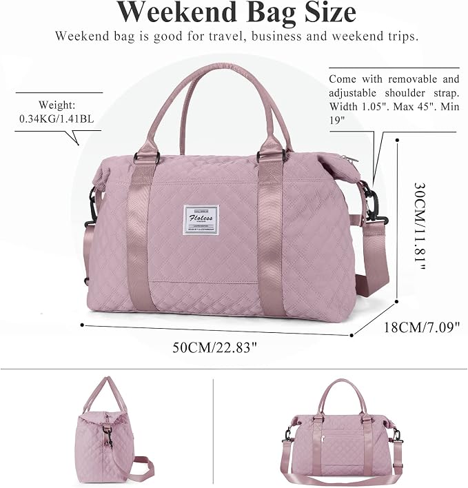 Travel Duffel Bag, Carry On Overnight Weekender Bags for Women | Travel Bag with Wet Pocket & Trolley Sleeve, For Spirit Airlines 18x14x8 Personal Item Bag