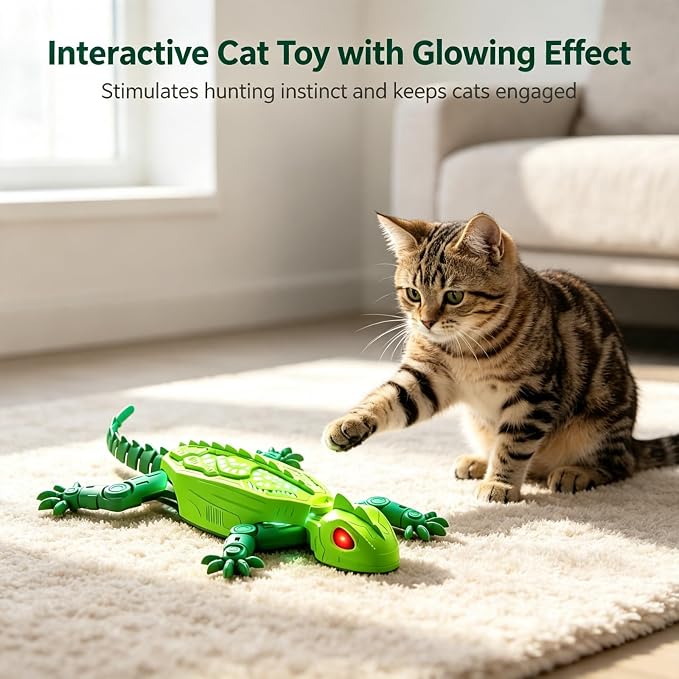 Remote Control Lizard Cat Toy,Remote Control Rechargeable Wall Climbing Gecko Toy, Wall Crawling Lizard Interactive Pet Play Accessory, Fun Prank Entertainment Toy for Cats and Dogs (Blue)