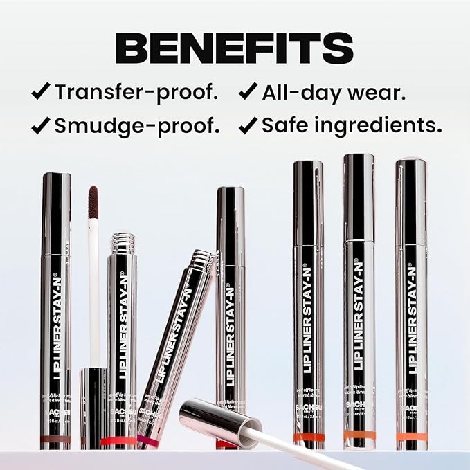 Sacheu Lip Liner STAY-N Peel Off Lip Stain — Long Lasting Waterproof Lip Tint with Hyaluronic Acid & Vitamin E — Transfer Proof Matte Finish, Vegan & Cruelty-Free (HEY-zel)