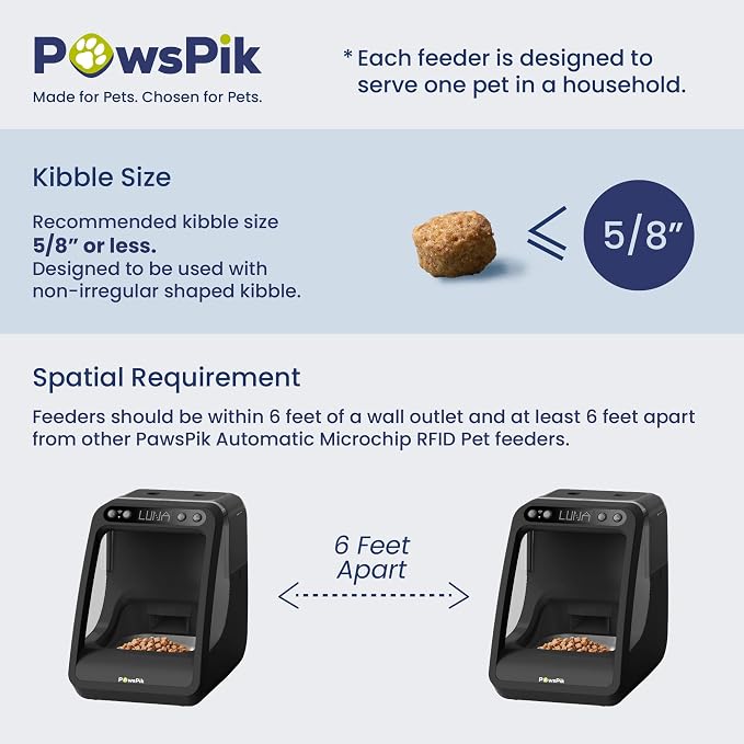 Automatic Microchip RFID Cat Feeder, 16-Cup, Black | ISO Microchip & PawsPik RFID Tag Compatible, App Control, Portion Control, Personalize Feeding