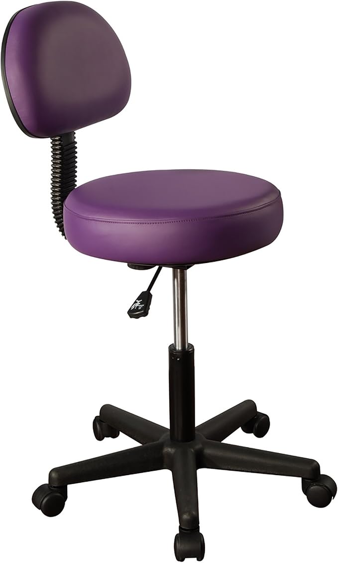 Master Massage Pneumatic Hydrolic Rolling Massage Clinical Spa Tattoo Office Swivel Stool with Backrest, Black