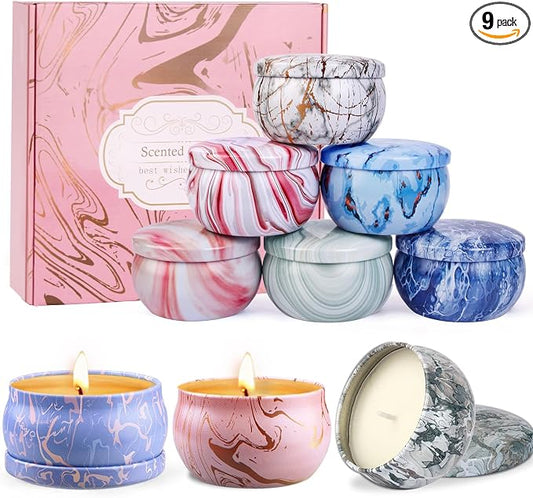 Candles - Scented Candles Gift Set for Women, 9-Pack Natural Aromatherapy Candles for Home Scented, Long Burning Gifts for Stocking Stuffers, Party Favor, Mothers Day, Birthday, Valentines Day