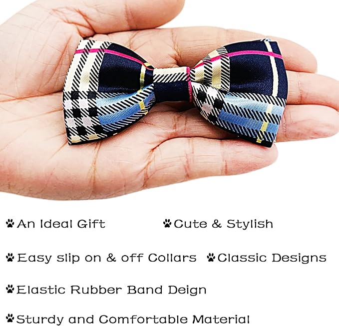 PET SHOW 10 Pack Dot Dog Bowties for Small Dogs Slide on Collar