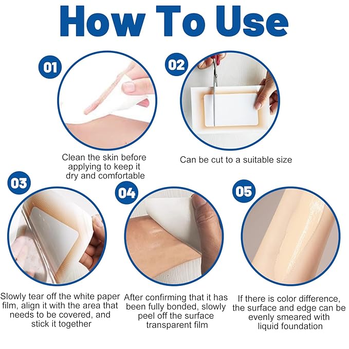 10 Pack Tattoo Cover Up Patchs,Invisible Waterproof Cover-up Skin Stickers for Tattoos Scars Bruises Birthmarks Concealer,0.02mm Ultra Thin Natural Looking,Flexible & Cuttable