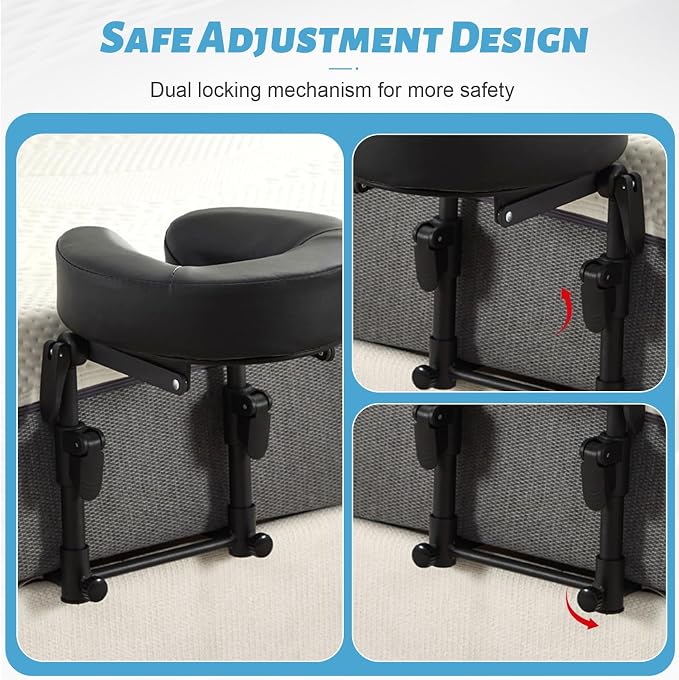 Massage Headrest for Bed, Adjustable Massage Face Cradle at Home, Portable Bed Massage Head Holder, Massage Table Head Rest for Salon Spa, Face Down Pillow After Eye Surgery, Black